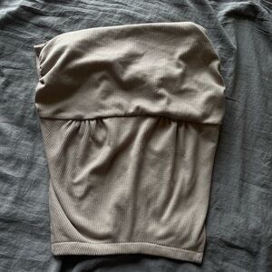 Beige Ribbed Tube Top